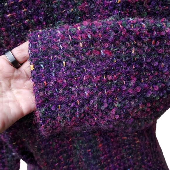 Vintage Austin Reed Purple Boucle Tweed Wool Flecked Cropped Blazer Jacket Sz 10 - Picture 11 of 16